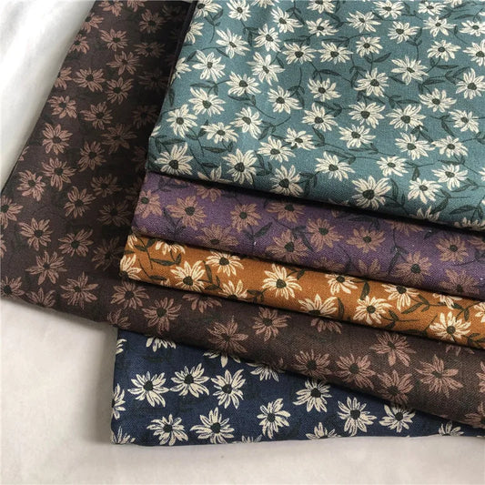 Small Floral Pure Cotton Linen Printed Fabric For Women's Clothing