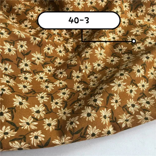Small Floral Pure Cotton Linen Printed Fabric For Women's Clothing